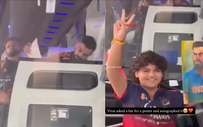Virat Kohli delights RCB fan at Delhi airport; does a Dhoni to sign posters amid heavy security